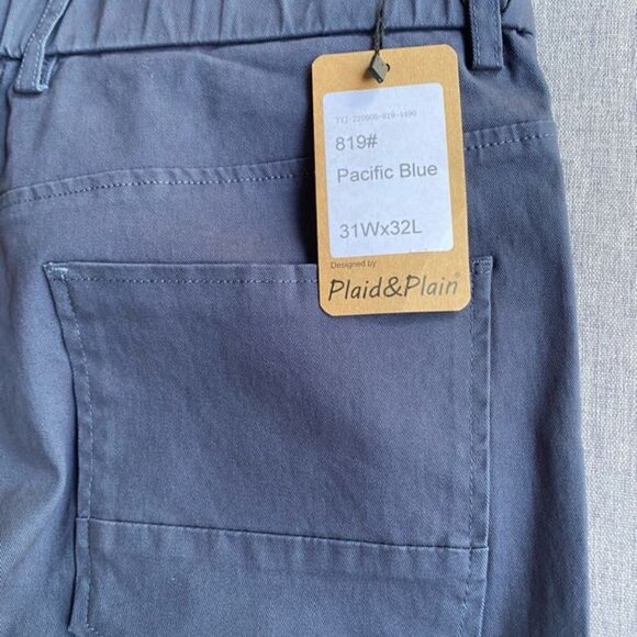 Plaid & Plain Men's Skinny Stretchy Khaki Pants Colored Pants Slim Fit Slacks - Picture 5 of 7